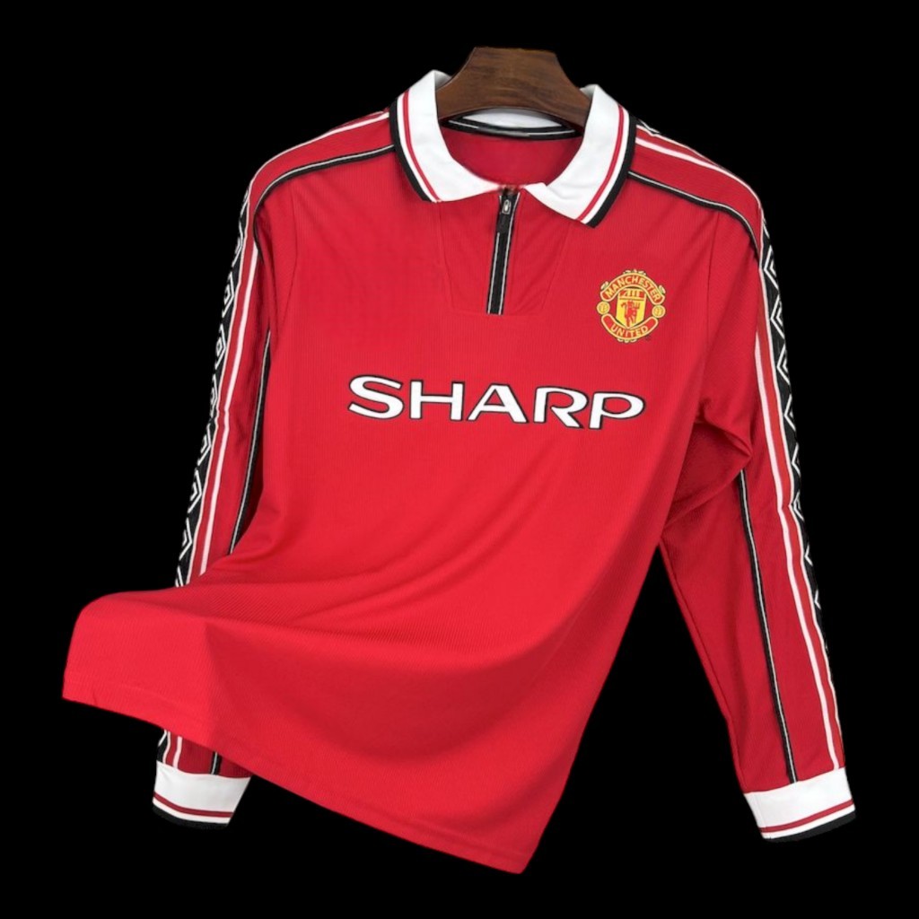 Manchester United Maillot Domicile Rétro Manches Longues 1998/1999